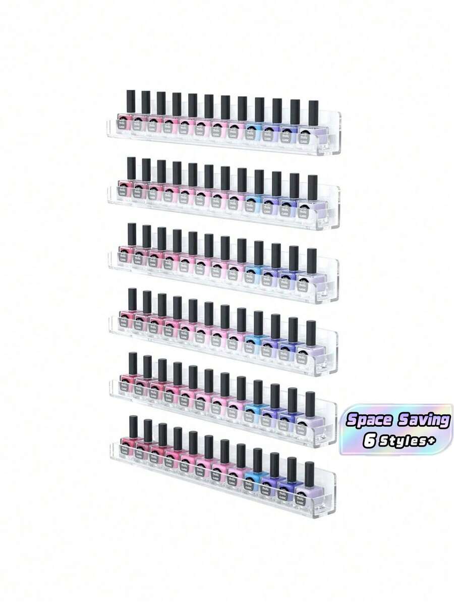 1 chiếc giá đựng sơn móng tay treo tường bằng acrylic trong suốt 6 tầng, đường kính 15 inch, tiết kiệm không gian, chứa được 66-90 chai, kệ nổi đa chức năng cho gia đình, salon, phòng tắm, bàn trang điểm, dụng cụ làm móng và làm đẹp.