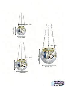 1pc Disco Ball Planter Suspended Mirror Spherical Plastic Flowerpot, Gardening Basket, Disco Flowerpot Festival Decoration Home Decor, Room Decor, Wall Decor Gifts Birthday Graduation - Silver - View 4