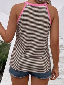 EMERY ROSE Women's Sleeveless Round Neck White Base Beige & Pink Printed Pattern Plus Size Camisole And Tank Top - Multicolor - View 2