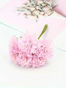 1 Bouquet (6 Flowers) Artificial Carnations, DIY Supplies For Letter Wreath & Candy Box. For Bridal Corsage, Headwear, Home & Wedding Decor. Also Fit New Year, Birthday Cake, Valentine's Day, Graduation And Back-To-School Use - Pink - View 9