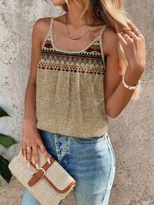 SHEIN Clasi Áo camisole nữ họa tiết hình học, kiểu dáng thường ngày, đa năng, thích hợp cho kỳ nghỉ. - Nhiều màu - Xem 3