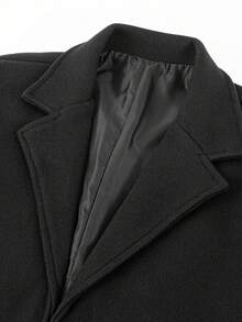 Calvornis Abrigo largo de manga larga con cuello de solapa sin suéter, abrigo básico liso para salir, para otoño e invierno - Negro - Ver 4