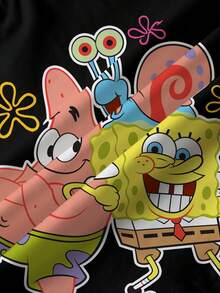 SpongeBob SquarePants | SHEIN 女童圆领短袖休闲百搭T恤 - 白色 - 查看 5