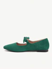 CUCCOO CHICEST Spring And Autumn, New Bow Decoration, Solid Color, Low Vamp Small Square Toe, Casual And Comfortable Versatile, Women's Flats, First Choice For Dating, Gifts - Dark Green - View 5