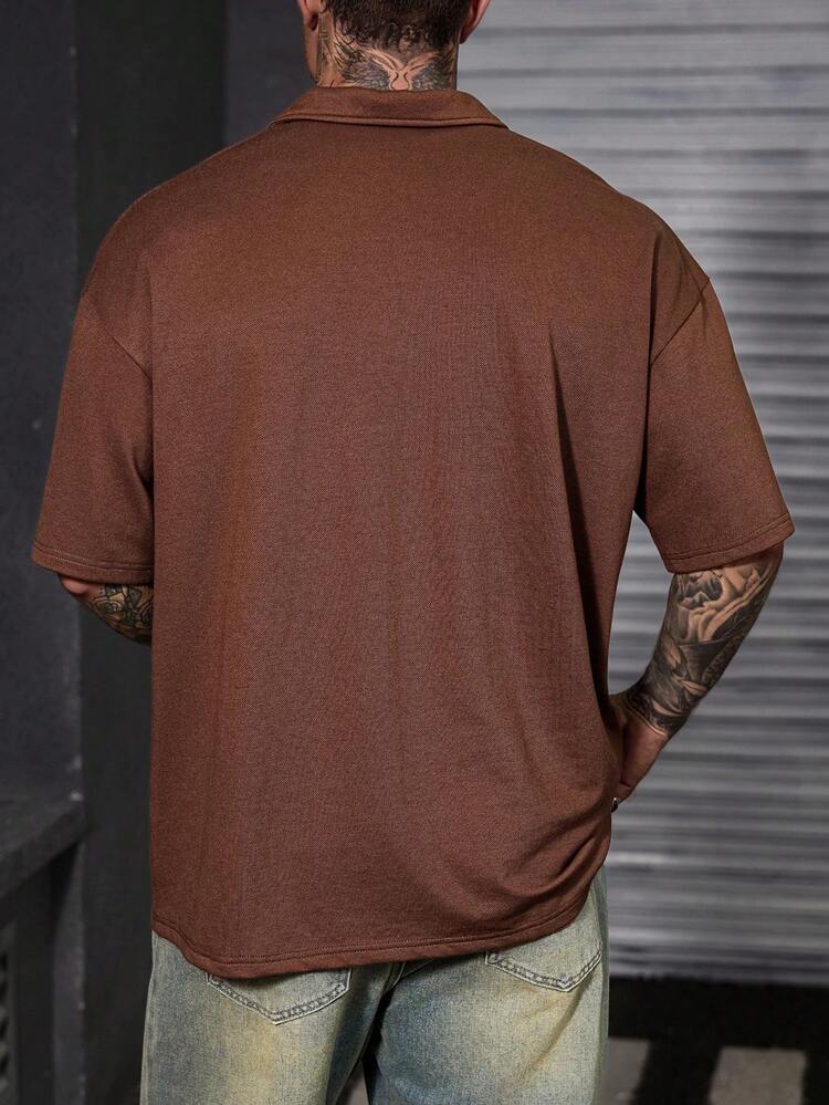 Brown Printed Polo Shirt For Men, Summer