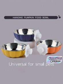 南瓜造型宠物碗，可拆卸增高狗碗，带不锈钢内胆，高度可调节，适用于猫狗的宠物食品和水碗，易于清洁，可爱的复活节宠物喂养用品 - 橘色 - 查看 1