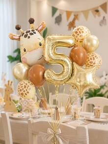 MINKOJA MINKOJA 11 pièces Ensemble de ballons en forme de tête de girafe géante avec ballon en feuille numéro blanc doré de 32 pouces pour décoration de fête d'anniversaire sur le thème de la jungle, fournitures de fête d'anniversaire, décoration de fête safari, anniversaire, Noël - Voir 7