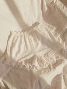 Bộ 2 chiếc quần dài mặc nhà kiểu Bohemian, chất liệu 100% cotton, viền bèo nhún, dành cho nữ. - Nhiều màu - Xem 4