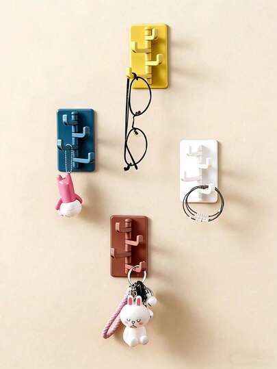 Joivida 1 Móc treo tự dính dùng để gắn tường nhà bếp, phòng tắm, sắp xếp đồ dùng nhỏ, đa chức năng, có móc để lưu trữ đồ dùng.