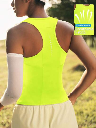 In My Nature Áo tank top thể thao ngoài trời không tay, đa năng, phối lưới màu đen, phản quang, in chấm bi ombre.