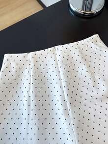 Franclia Quần short nữ thanh lịch, xẻ tà, xếp ly, in họa tiết chấm bi, thích hợp cho hẹn hò, công sở, đi làm, kinh doanh, ở nhà, đi chơi và các dịp khác. Váy trắng, bộ đồ phối đen trắng, bộ váy chấm bi, đầm nữ, váy chấm bi, đầm chấm bi nữ, quần short nữ thanh lịch cho mùa hè - trắng - Xem 4