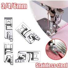 SHEIN 3Pcs/Set Stainless Steel Hemming Foot Set, Sewing Machine Accessories, Including 3Mm, 4Mm, 6Mm Sewing Hemming Foot Set For Household Multifunctional Sewing Machines, Fine Needle, Sewing Tools, Home Essentials Christmas For Holiday Gift Giving,Decorations - Silver - View 6