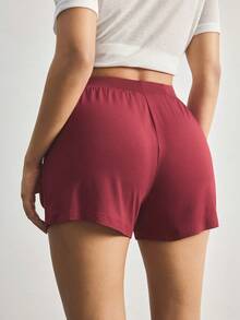Ocili Quần short cotton mềm mại, thoải mái, dễ mặc, thích hợp mặc ở nhà. - Màu Đỏ Sâu - Xem 3