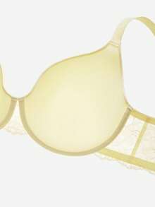 LUVLETTE Áo ngực nữ Plus Dream Curve Air Full Coverage thoáng khí, chất liệu lưới ren mỏng màu vàng nhạt, có đệm mút. - Màu vàng - Xem 8
