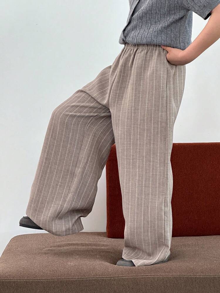 Boys' Casual Striped Straight Leg Pants, Plus Size