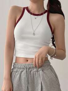 DAZY Blusa casual de cuello redondo con volantes, versátil para uso diario - Blanco - Ver 6