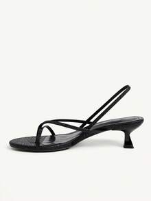 CUCCOO CHICEST Women Shoes Comfortable Mezzo Toes Round Head Thin Heel High Heel Sandals Simple Commuter Dating Versatile Vacation - Black - View 6
