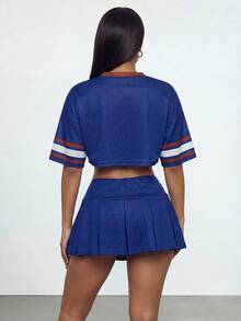 Gowayae Gowayae 2 chiếc áo thun nữ kiểu dáng vintage thanh lịch, phong cách thể thao sang trọng, phù hợp cho tiệc tùng, dạo phố, trường học, lễ hội âm nhạc và các hoạt động cá nhân khác. - Màu xanh hải quân - Xem 2