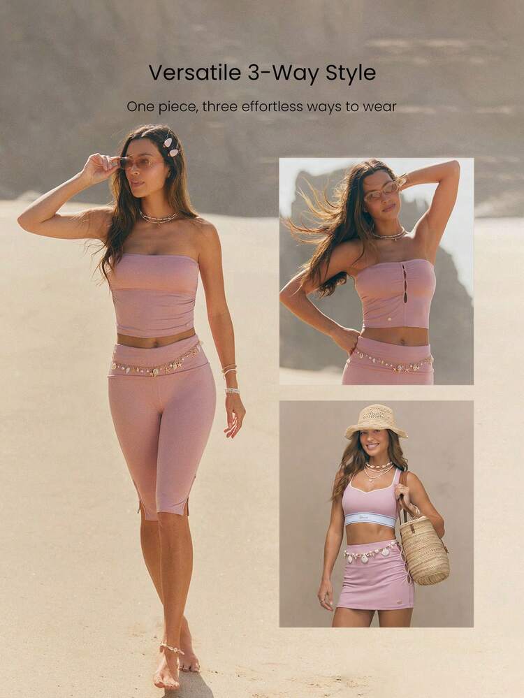 CloudKnit™ TwistMuse Soft Stretchy Lightweight 3-In-1 Convertible Strapless Tube Top Skirt Multi-Way Wear Asymmetrical Side Opening Summer Daily Casual Wear