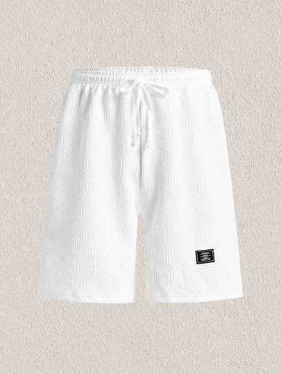Mercer Haus Men's Drawstring Waist Pocketed Casual Jacquard Shorts, Versatile For Daily Wear