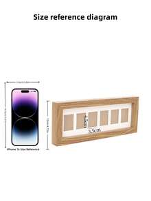 6 Openings Wood Grain Effect Multi Photo Frame Vintage Rustic Style Display Pictures For Wedding Certificate ID Card License Photo Gift Birthday Graduation Anniversary Celebration Party Family Memory Wall Mountable Tabletop Collage Frame Home Office Decoration Rustic - Log color - 6 holes - View 7