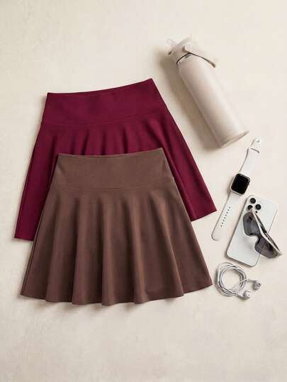 Exploreva Women's Casual Solid Color Outdoor Mini Skirt