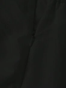 SHEIN MOD 夏季纯色前短后长荷叶边裙 - 黑色 - 查看 5