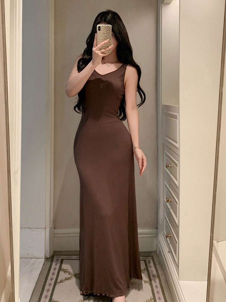 Women's Solid Color Backless Sleeveless Casual Dress