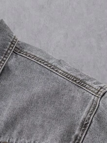 Manfinity Denimwave Áo khoác denim dài tay nam có khóa kéo, kiểu dáng thường ngày, đa năng. - Xám - Xem 6
