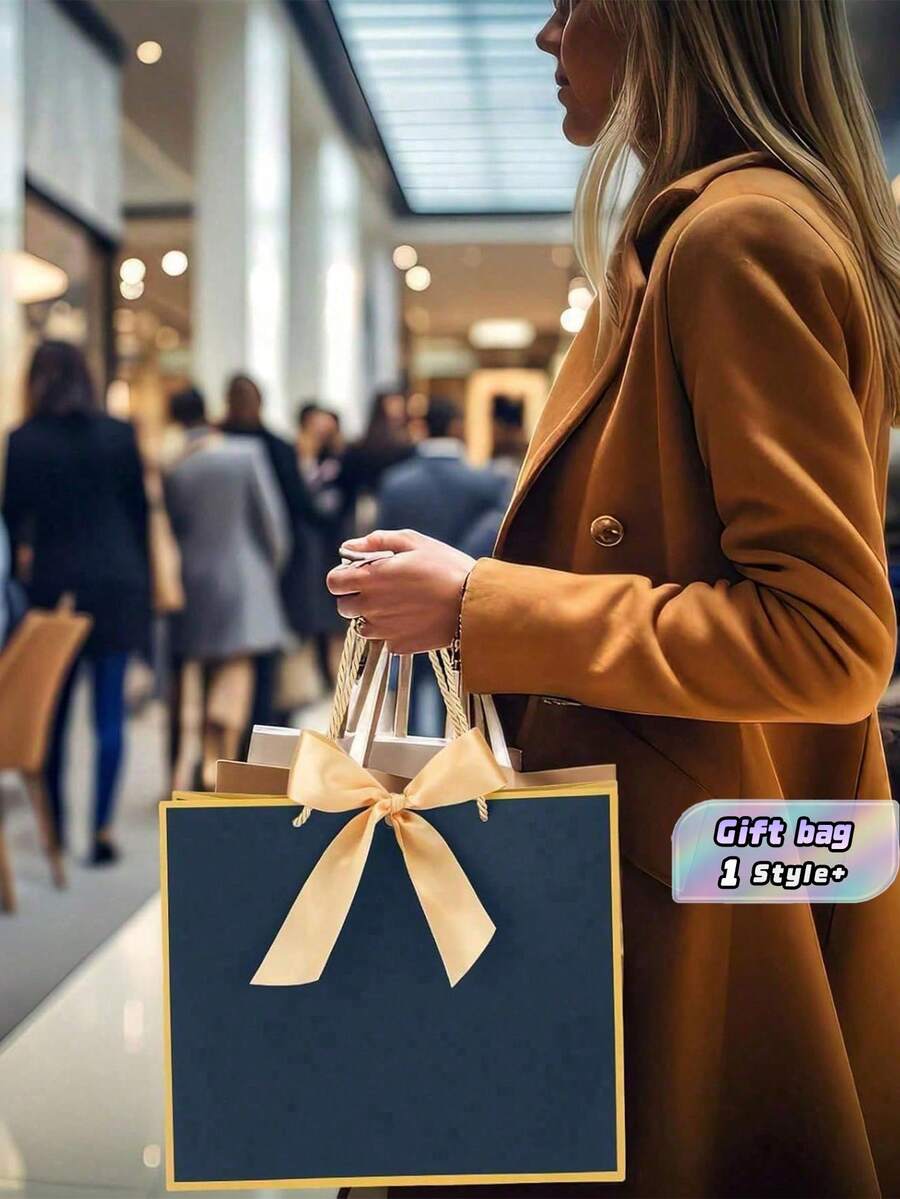 1 pieza/5 piezas Bolsas de regalo de papel blanco con asas, bolsas de kraft con estampado escénico y lazo para Halloween, Navidad, Acción de Gracias, Año Nuevo y fiestas - Talla única para todos - Ver 1