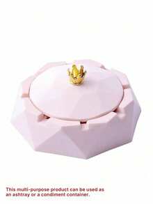 Shock-Proof Ashtray With Lid (PP + Stainless Steel), Suitable For Homes, Dormitories, Living Rooms, Hotels, And Bedrooms. New Model. - Pink - View 6