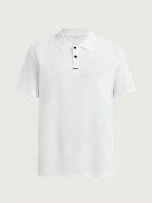 Courvante 男士撞色边饰 Polo 衫，适合打高尔夫 - 白色 - 查看 1