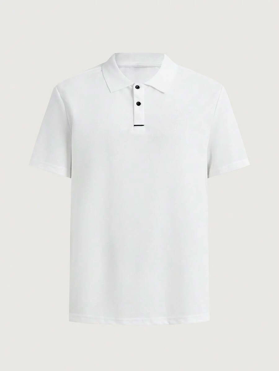Courvante 男士撞色边饰 Polo 衫，适合打高尔夫 - 白色 - 查看 1