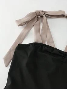 GlowEve 女士夏季休闲撞色拼接连体衣 - 卡其色 - 查看 4