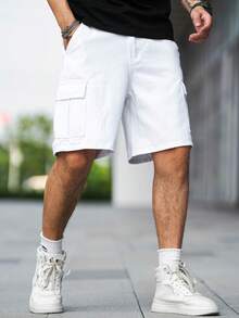 Quần short denim ống rộng dành cho nam - trắng - Xem 5
