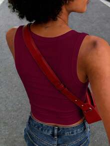 Rovax Top corto de mujer con detalles de remaches, estilo callejero - Multicolor - Ver 2