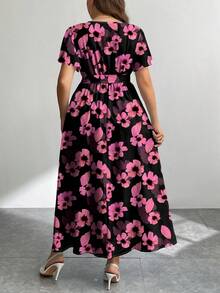 Modelyn CURVE Đầm dáng rộng, tối giản, họa tiết hoa retro, cỡ lớn, thích hợp cho mùa thu/đông. - Nhiều màu - Xem 2