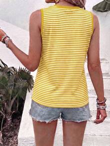 Selamara New Arrival Plus Size Women Casual Round Neck Striped Versatile Bestselling Tank Top - Multicolor - View 2