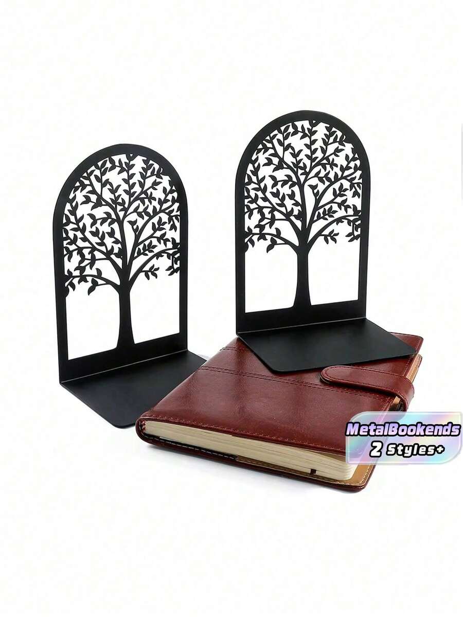 Metal Bookends, Tree Of Life Desk Metal Bookends, Book Storage Rack, Minimalist Desk Bookshelf, Student Combination Desk Organizer, Multi-Functional Desk Decor Rack, Best Birthday Gift For Office, Desk Bookends For Home Office, Gift For Book Lovers, Office Desk Iron Bookshelf, Bookshelf, Reading Rack - Multicolor - View 1
