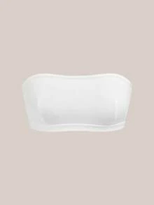 Barelissa Minimalistischer einfarbiger Cut Out Bandeau-BH - Weiss - Übersicht 4