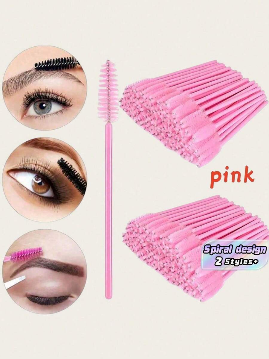 Cọ chải mascara màu đen hồng, cọ xoắn ốc chải lông mày, lược chải mi dùng cho nối mi, tách mi, tỉa lông mày, dụng cụ trang điểm mắt, đóng gói số lượng lớn dùng tại salon và nhà. - Nhiều màu - Xem 1