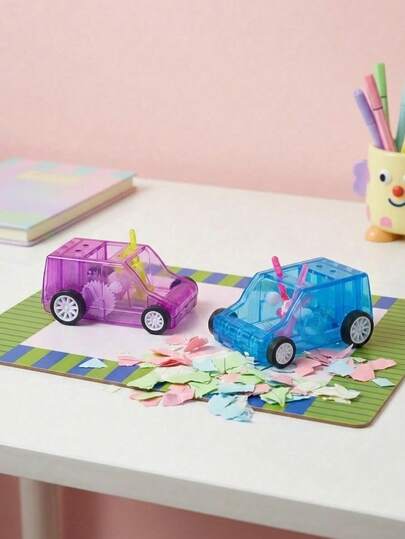Joivida Mini Cute Transparent Push-Pull Sliding Desktop Sweeper Car, Novelty Desk Cleaning Truck With Built-In Dual Brushes & Dust Storage Bin, Portable Pencil Eraser Crumb Cleaner For Students, Creative Stationery Desk Organizer, Fun Classroom Office Desk Cleaning Tool, Back To School Supplies, 6 Vibrant Color Options, Perfect Gift For Kids Students, Party Favors, Classroom Rewards