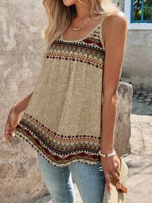 SHEIN Clasi Áo camisole nữ họa tiết hình học, kiểu dáng thường ngày, đa năng, thích hợp cho kỳ nghỉ. - Nhiều màu - Xem 4