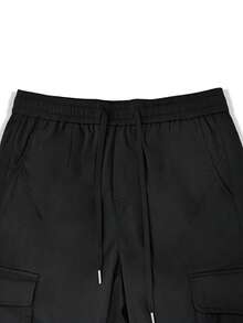 Manfinity Homme Men Flap Pocket Side Cargo Pants, For Fall - Black - View 7