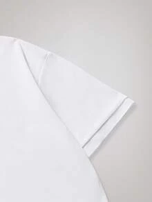 Officeau Men's Solid Color Short Sleeve Casual Commuter Polo Shirt, Suitable For Golf Sports, White Polo Shirt - White - View 4