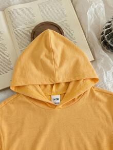 Baby Boy Hooded Applique Casual T-Shirt And Shorts Set - Yellow - View 6
