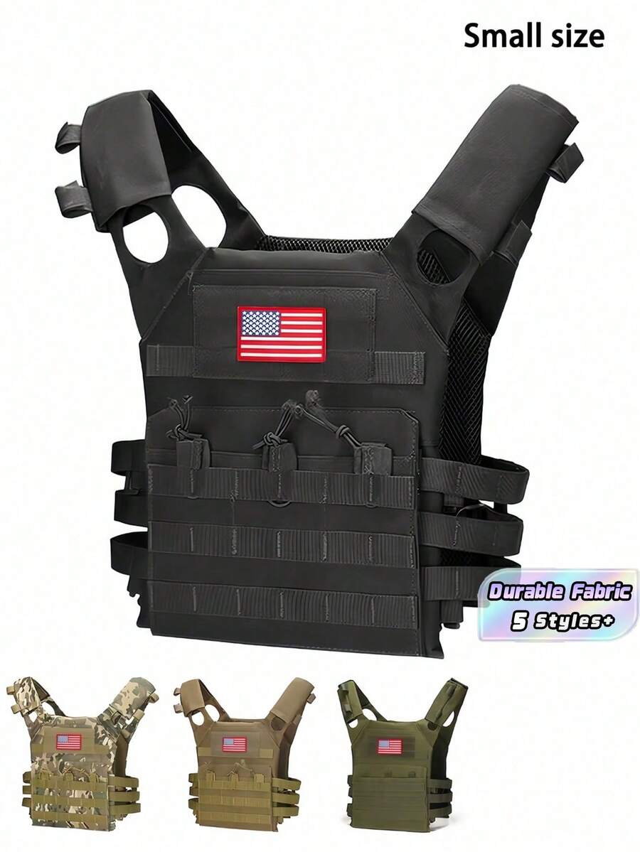 Rompi JPC Serbaguna Ukuran Kecil Pria, Rompi Taktis Ringan dengan Patch Bendera, Pembawa Perlengkapan yang Dapat Diperluas untuk Berburu, Menembak, dan Latihan, Rompi Tempur Airsoft Tahan Lama - MultiWarna - View 1