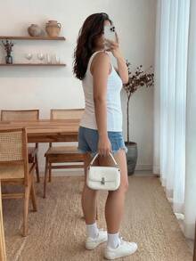 Enliva Áo nữ cỡ lớn 2 mảnh, áo đen, áo trắng, áo sơ mi cơ bản mùa thu, áo mặc trong nhà và ngoài trời, áo kiểu yếm đi chơi, áo trắng mùa thu dành cho nữ. - Đen và trắng - Xem 3