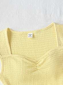 Áo tank top chấm bi thoải mái thường ngày dành cho bé gái tuổi teen - Màu vàng - Xem 5
