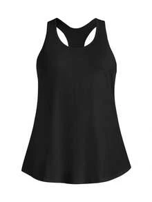 Dewbera Dewbera Plus Size Women Summer Solid Color Casual Round Neck Sporty Tank Top 3-Piece Set - Multicolor - View 7